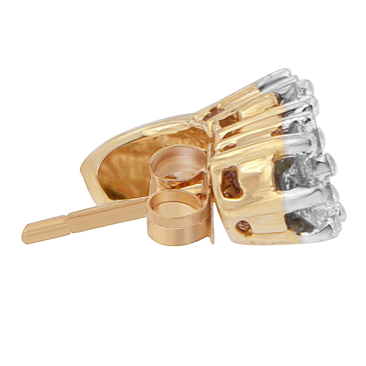 14K Yellow Gold 2.00 Cttw Diamond Cocktail Taper Cluster Stud Earrings (I-J Color, I1-I2 Clarity)