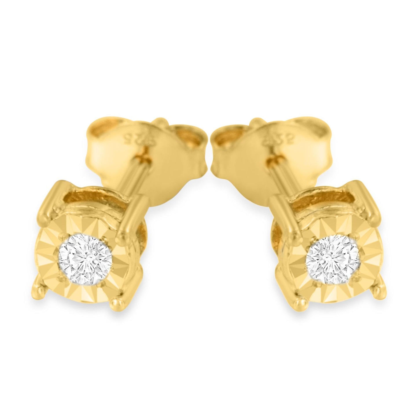 .925 Sterling Silver 1/5 Cttw Round Near Colorless Diamond Miracle-Set Stud Earrings