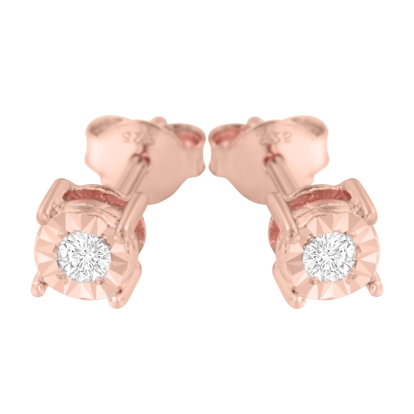 .925 Sterling Silver 1/10 Cttw Round Brilliant-Cut Diamond Miracle-Set Stud Earrings