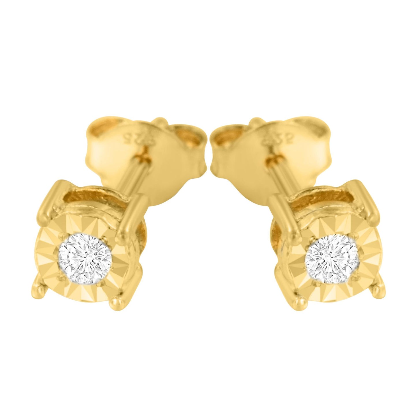 .925 Sterling Silver 1/10 Cttw Round Brilliant-Cut Diamond Miracle-Set Stud Earrings