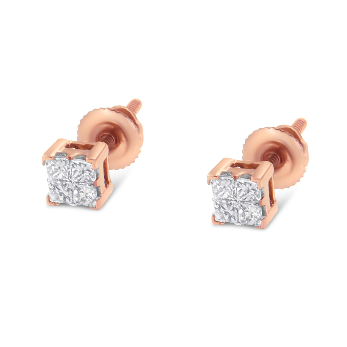 10KT Gold Princess Diamond Stud Earring (1/4 cttw, J-K Color, I1-I2 Clarity) - JackiEaslick