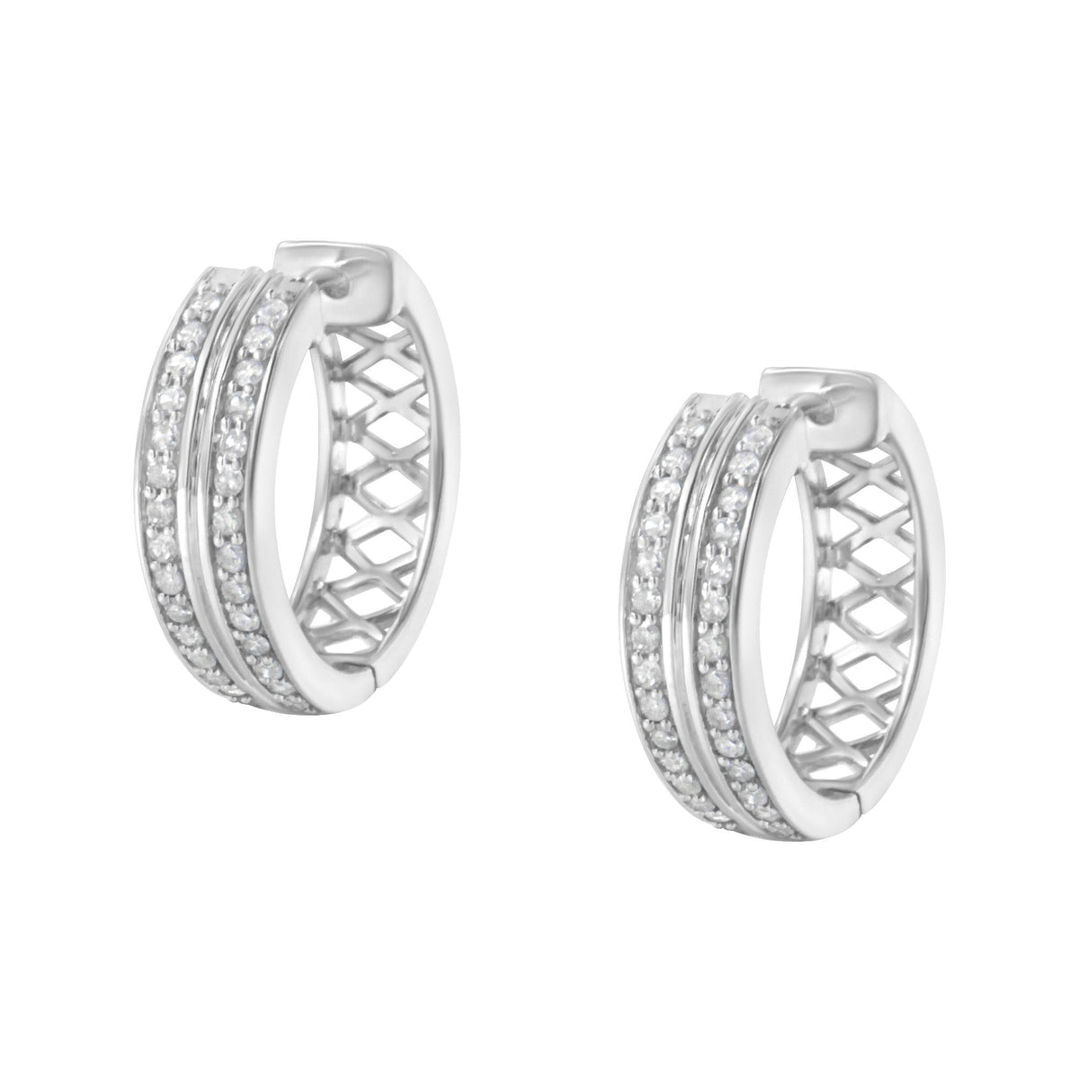 10K White Gold Diamond Hoop Earring (1/2 cttw, I-J Color, I2-I3 Clarity) - JackiEaslick