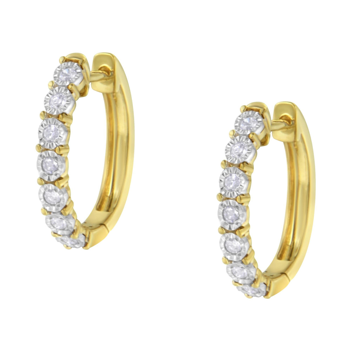 10KT Two-Toned Gold Diamond Hoop Earring (1/4 cttw, J-K Color, I2-I3 Clarity) - JackiEaslick