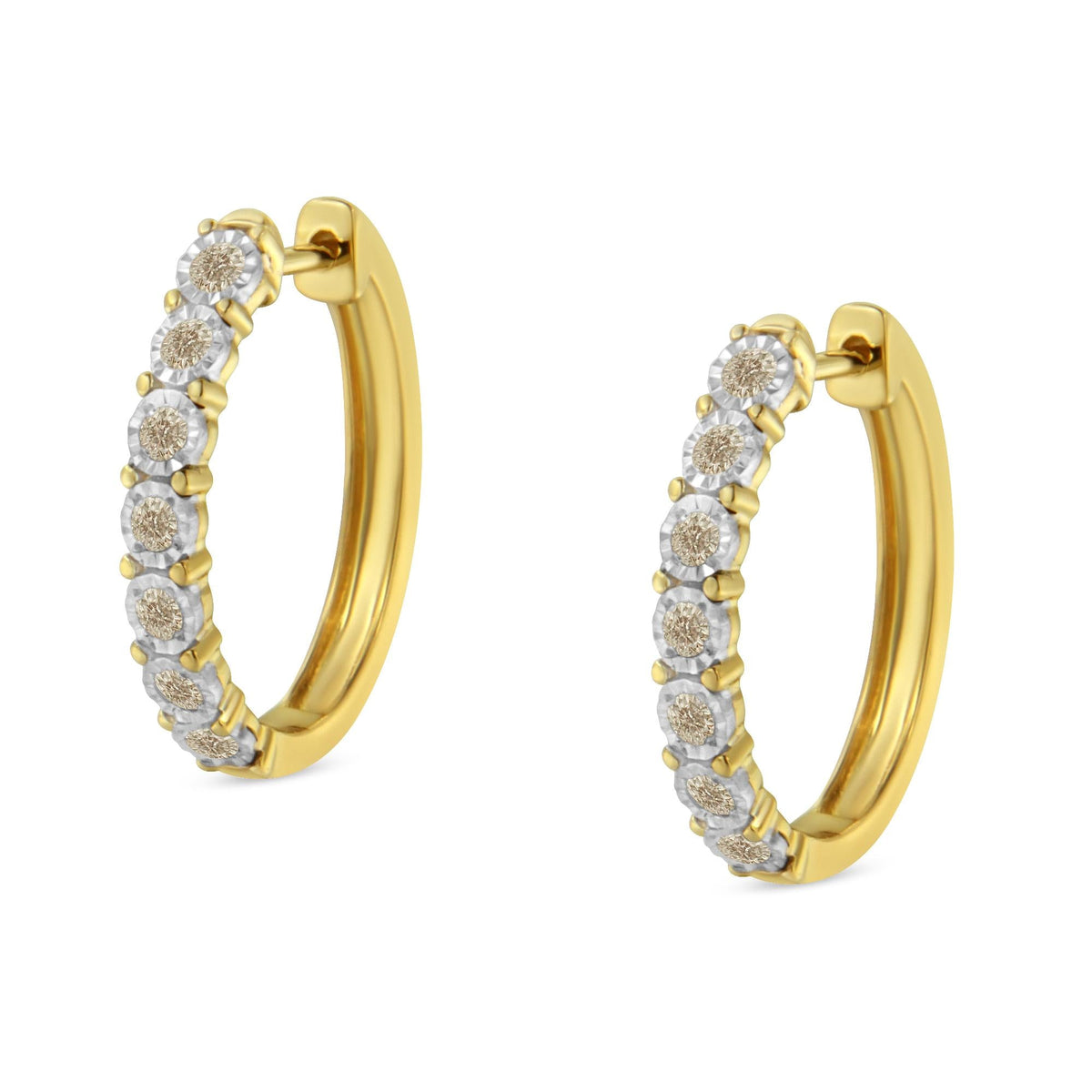 10KT Two-Toned Gold Diamond Hoop Earring (1/2 cttw, J-K Color, I2-I3 Clarity) - JackiEaslick
