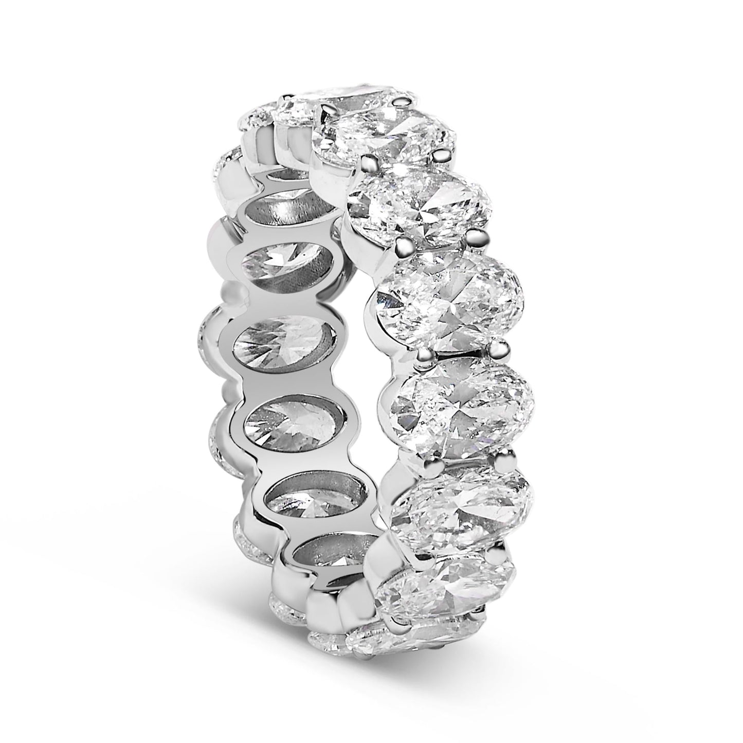14K White Gold 6 1/2 Cttw Oval Lab Grown Diamond Eternity Band Ring (E-F Color, VS1-VS2 Clarity) - Ring Size 6.75