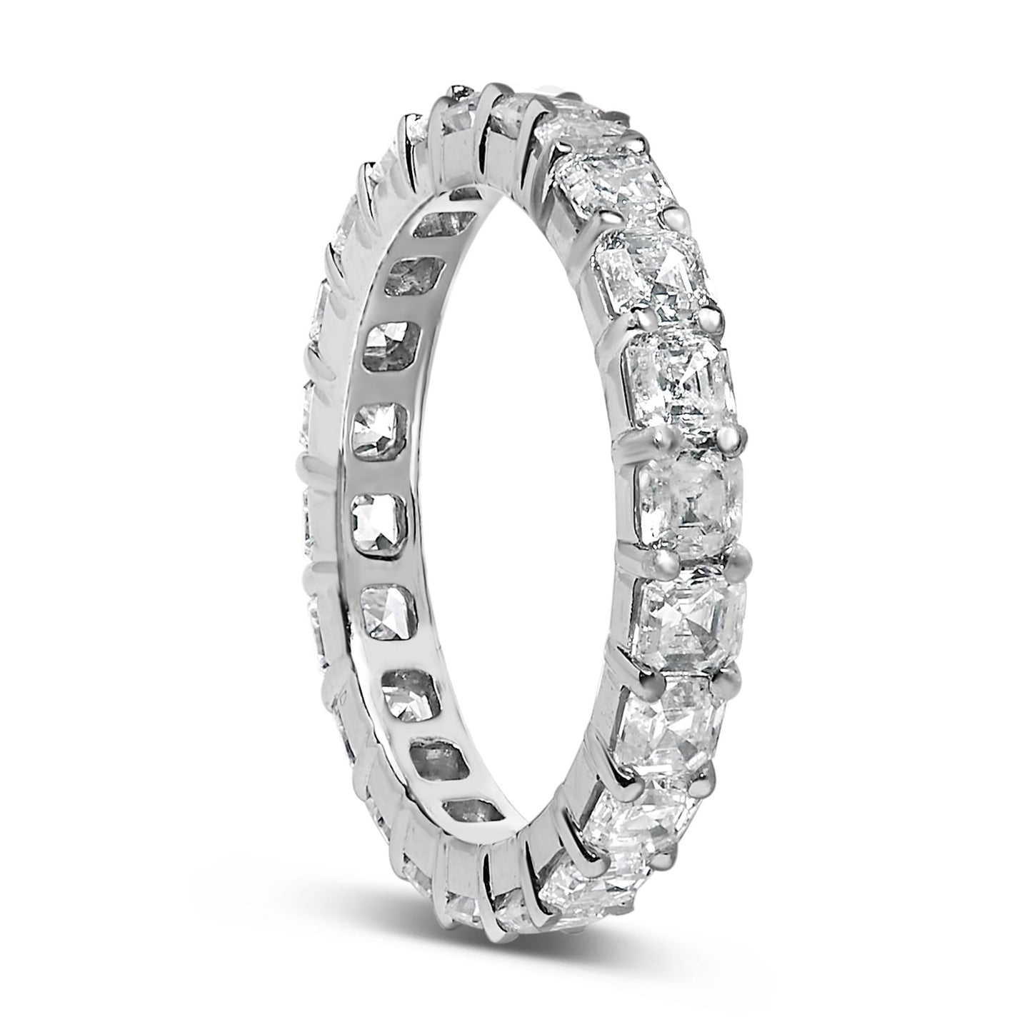 14K White Gold 2 1/3 Cttw Asscher Cut Lab Grown Diamond Eternity Band Ring (E-F Color, VS1-VS2 Clarity) - Ring Size 5.5