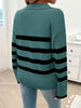 Striped Collared Neck Long Sleeve Sweater