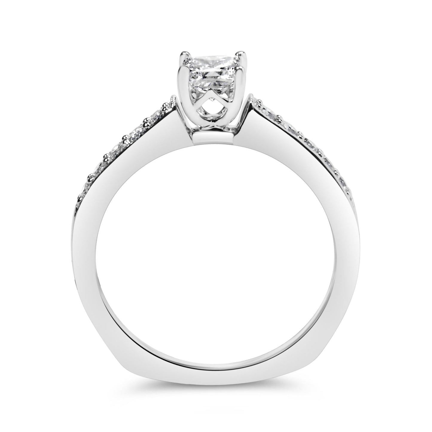 14K White Gold Diamond 1/2 Cttw Princess Cut Diamond Engagement Ring (G-H Color, VS2-SI1 Clarity) - Size 7