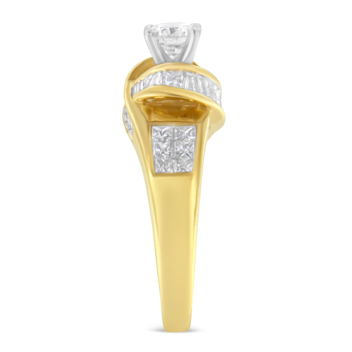 14K Two-Toned Gold Round, Baguette and Princess Cut Diamond Ring (1 1/8 Cttw, H-I Color, SI2-I1 Clarity) - JackiEaslick