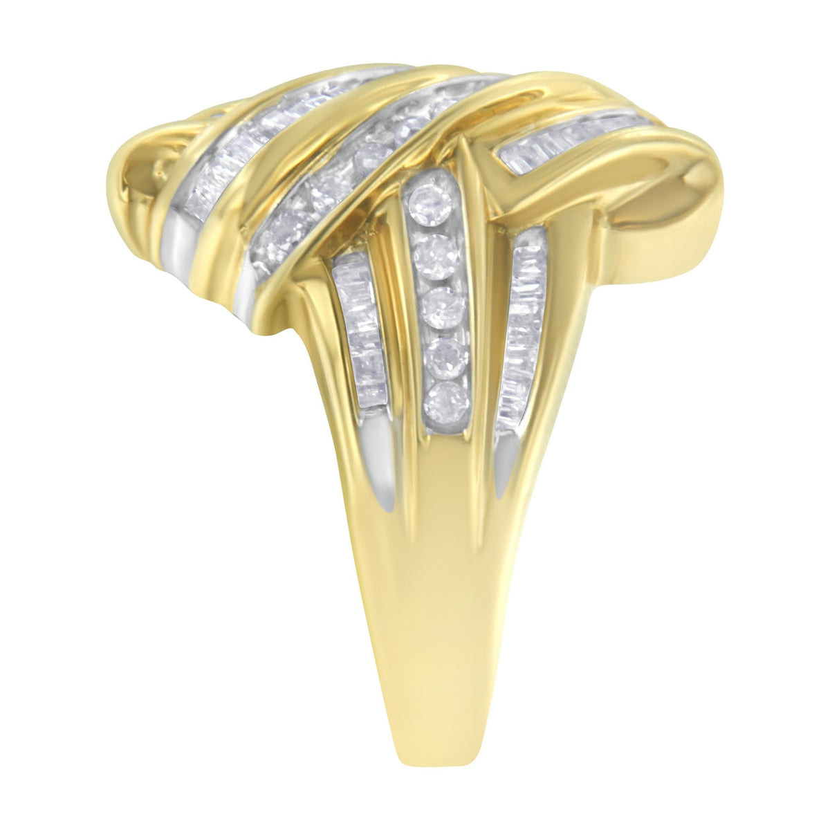 10K Yellow Gold Diamond Bypass Ring (1.0 cttw, H-I Color, I2-I3 Clarity) - JackiEaslick