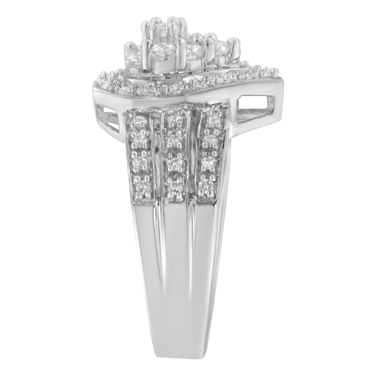 10K White Gold Diamond Cocktail Teardrop Ring (1/2 Cttw, H-I Color, SI2-I1 Clarity) - JackiEaslick