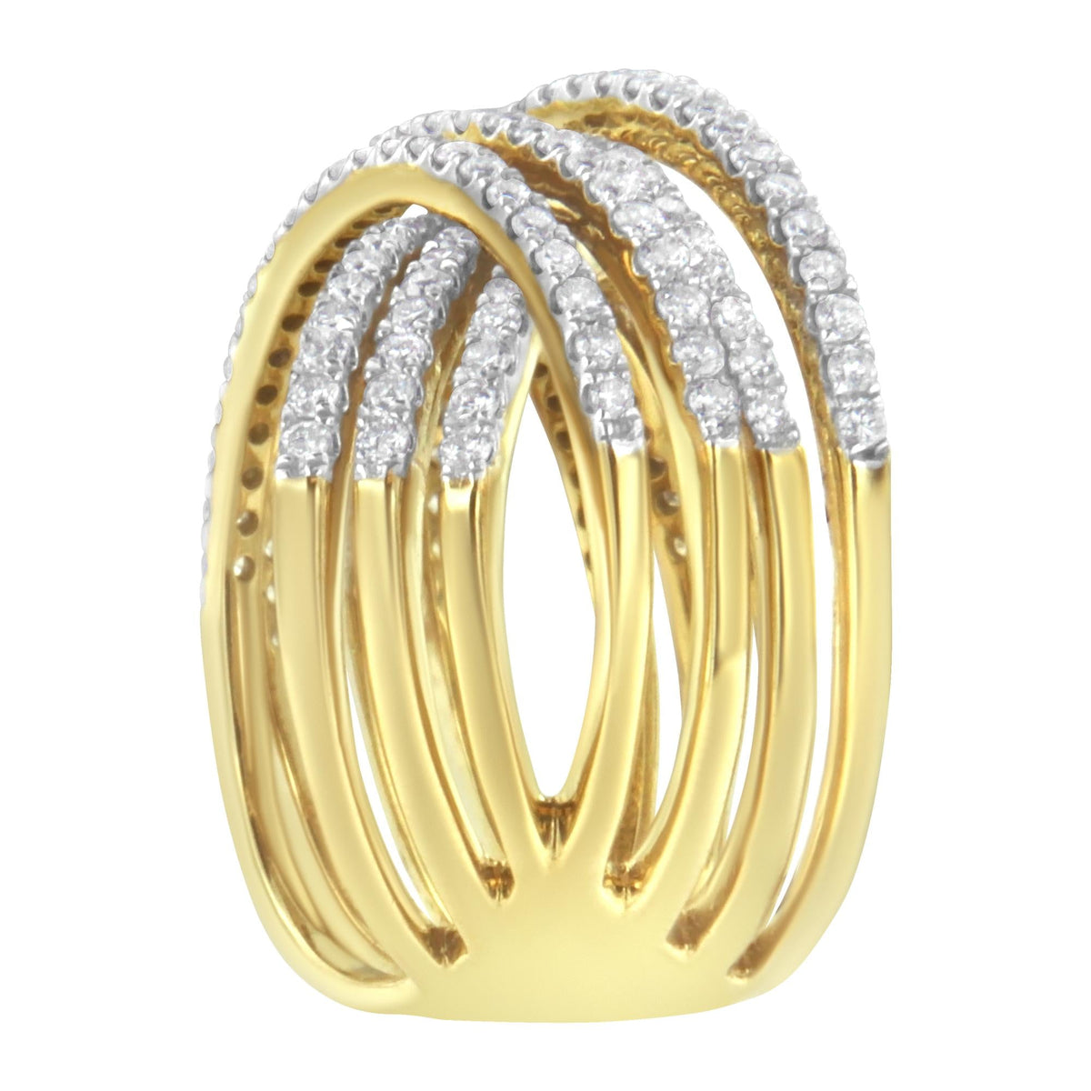 10KT Yellow Gold Diamond Bypass Ring (1 5/8 cttw, H-I Color, SI2-I1 Clarity) - JackiEaslick