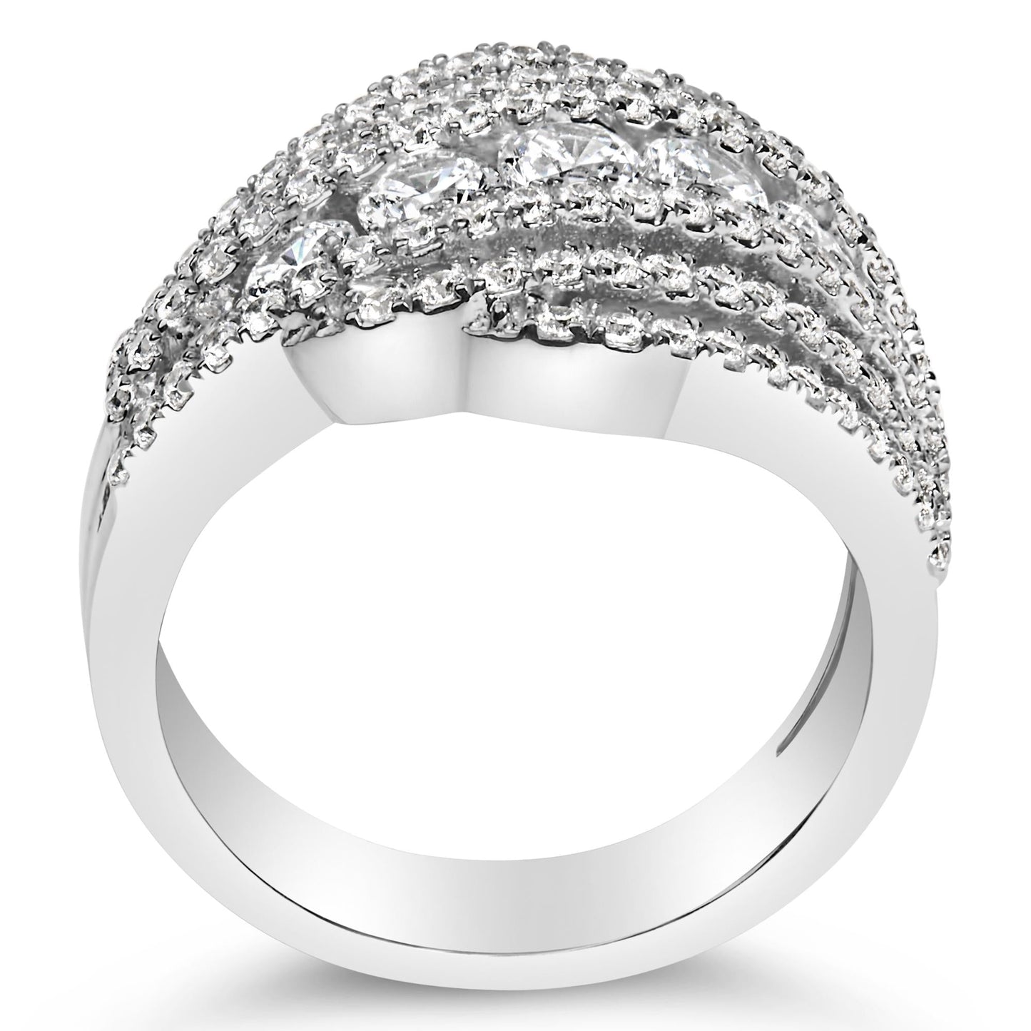 .925 Sterling Silver 2.00 Cttw Lab Grown Diamond Cluster Band Ring