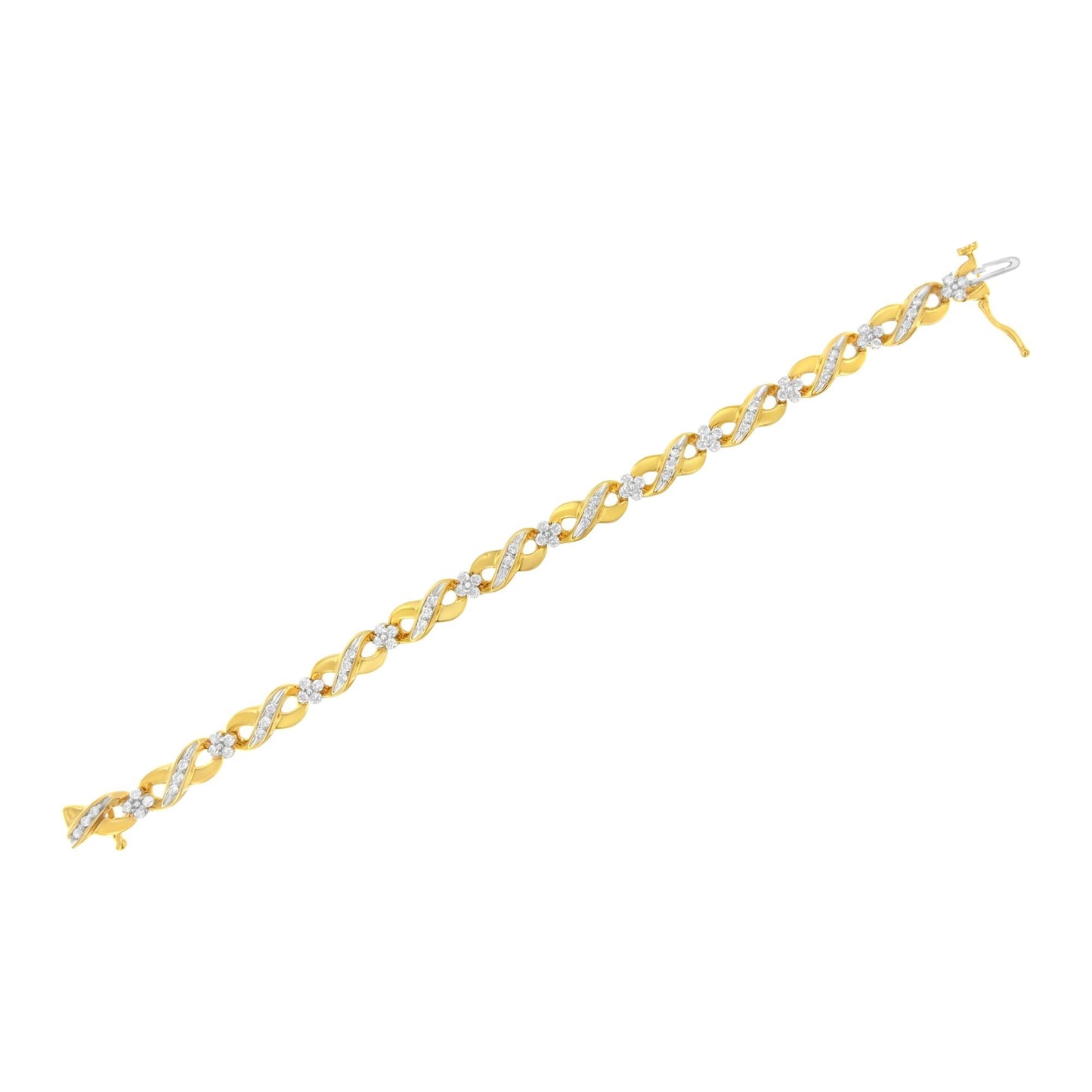 10K Yellow Gold Round-Cut Diamond Infinite Love Bracelet (1.00 cttw, I-J Color, I2-I3 Clarity)