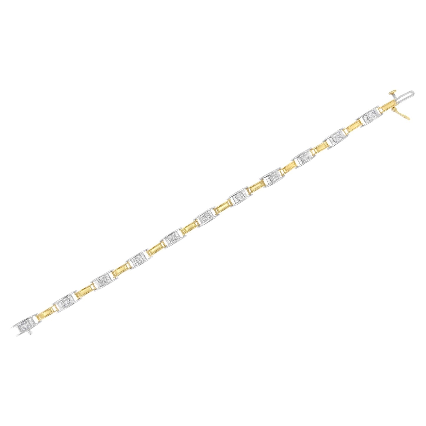 14K Two-Tone Gold 1.00 Cttw Princess-Cut Diamond Chain Link 7" Bracelet (H-I Color, SI1-SI2 Clarity)