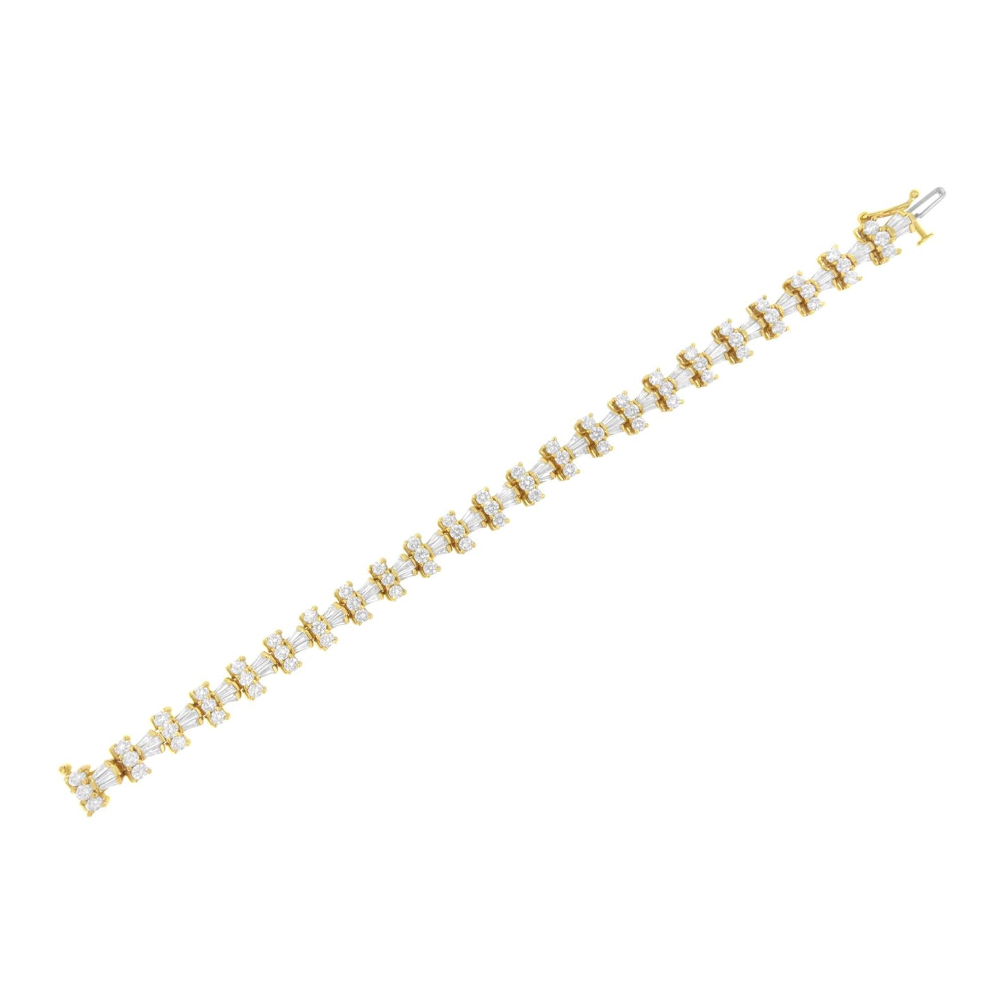 14K Yellow Gold 10 1/2 Cttw Diamond Tapered Baguette Sunburst Link Bracelet (H-I Color, SI1-SI2 Clarity) - Size 7.25"