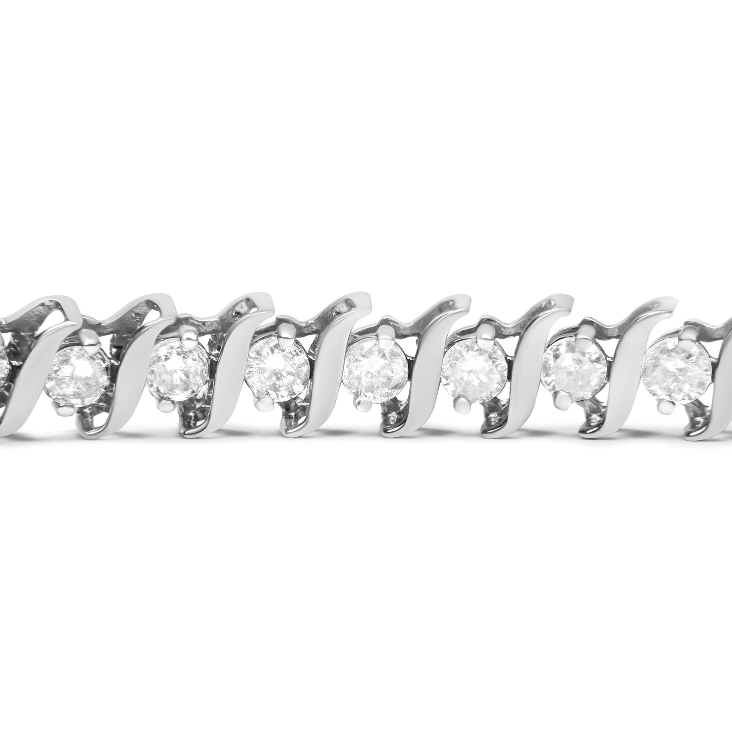 .925 Sterling Silver 4.00 Cttw Round-Cut Diamond "S"-Link Tennis Bracelet (I-J Color, I3 Clarity) - Size 7"