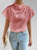 Mock Neck Short Sleeve Blouse