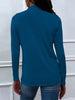 Shiny Drawstring Mock Neck Long Sleeve T-Shirt