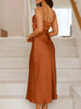 Satin Asymmetrical Midi Dress