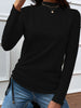 Shiny Drawstring Mock Neck Long Sleeve T-Shirt