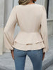 Surplice Balloon Sleeve Blouse