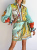 Printed Long Sleeve Shirt Dress