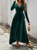 Split Surplice Long Sleeve Midi Dress