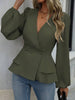 Surplice Balloon Sleeve Blouse