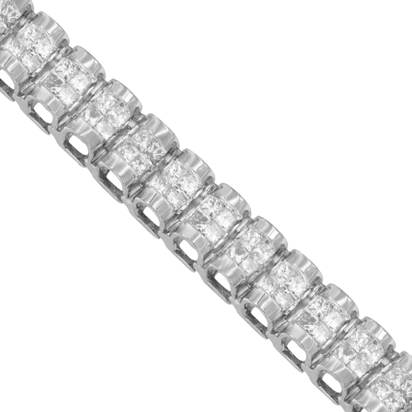 14K Gold 3.0 Cttw Princess Cut Quad Invisible Set Tennis Bracelet (H-I Color, SI1-SI2 Clarity) - 7”