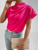 Mock Neck Short Sleeve Blouse