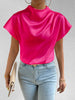 Mock Neck Short Sleeve Blouse