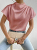 Mock Neck Short Sleeve Blouse