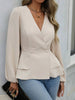 Surplice Balloon Sleeve Blouse