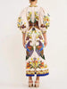 Printed Round Neck Puff Sleeve Dress