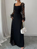Sweetheart Neck Sheer Sleeve Maxi Dress