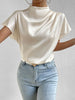 Mock Neck Short Sleeve Blouse
