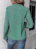 Printed Notched Long Sleeve Blouse