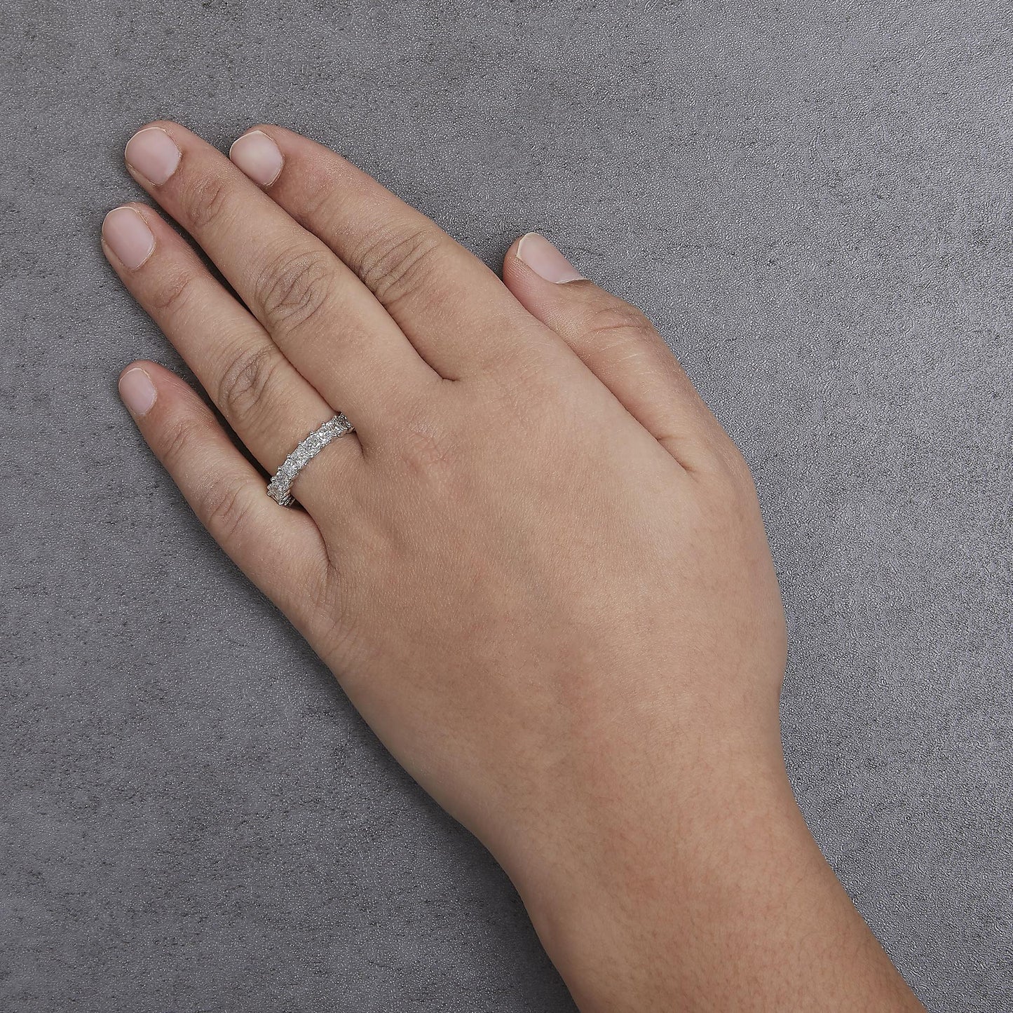 14K White Gold 3.0 Cttw Princess Lab Grown Diamond Eternity Band Ring (F-G Color, VS1-VS2 Clarity)