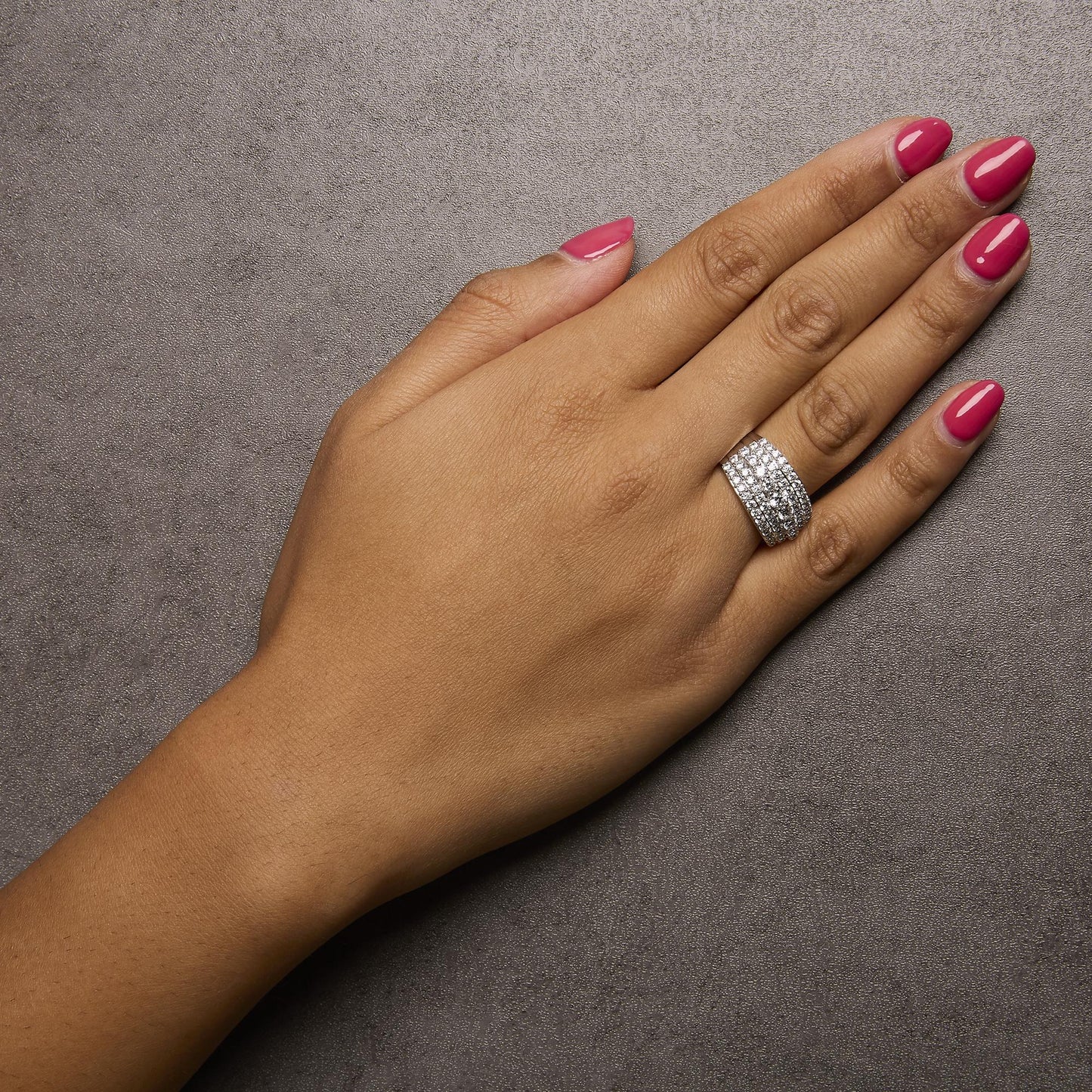 .925 Sterling Silver 2.00 Carat Lab Grown Diamond Multi Row Band Ring