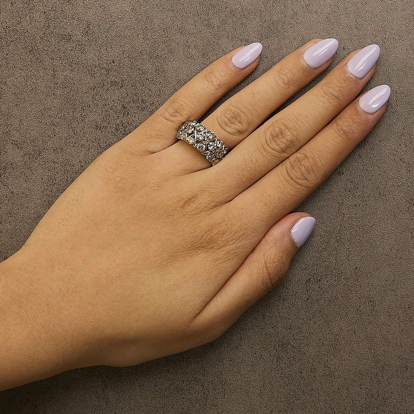 10K Yellow Gold Plated .925 Sterling Silver 3.0 Cttw Champagne Diamond Multi Lattice Band Ring