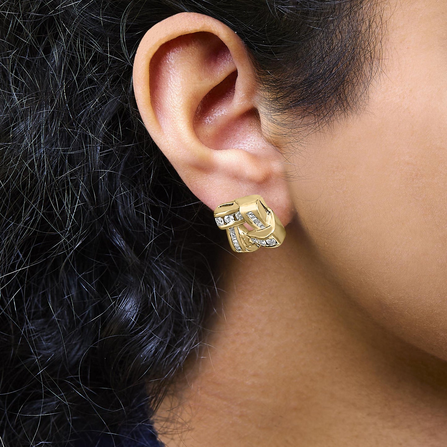 14K Yellow Gold Round and Baguette Cut Diamond Earrings (1 3/4 cttw, H-I Color, VS2-SI1 Clarity)