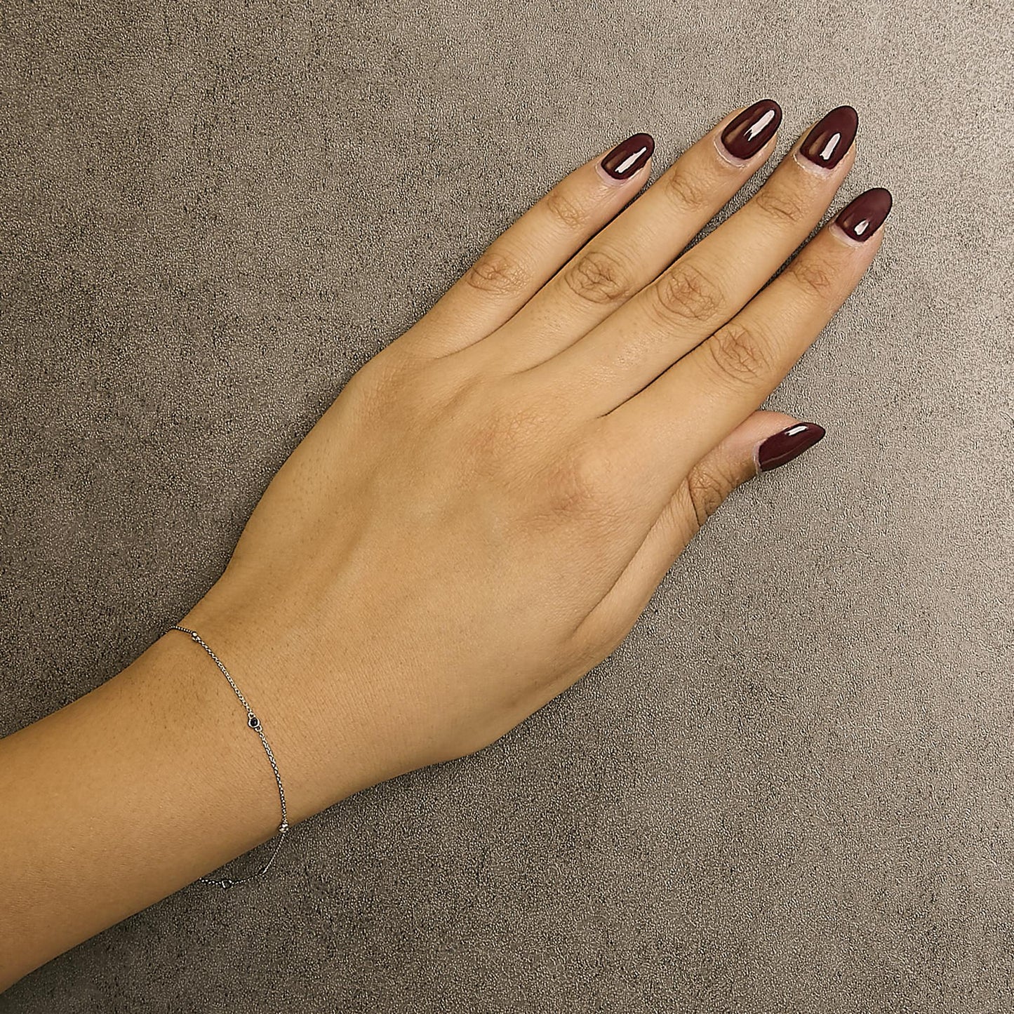 14K White Gold Alternating Blue Sapphire and Diamond Bezel Station Chain Bracelet - Size 7.5 inch