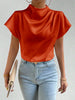 Mock Neck Short Sleeve Blouse