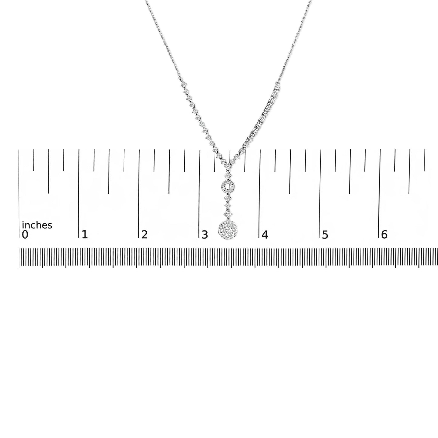 14K White Gold 6/7 Cttw Diamond Drop and V Necklace (H-I Color, SI1-SI2 Clarity) -18" Inches