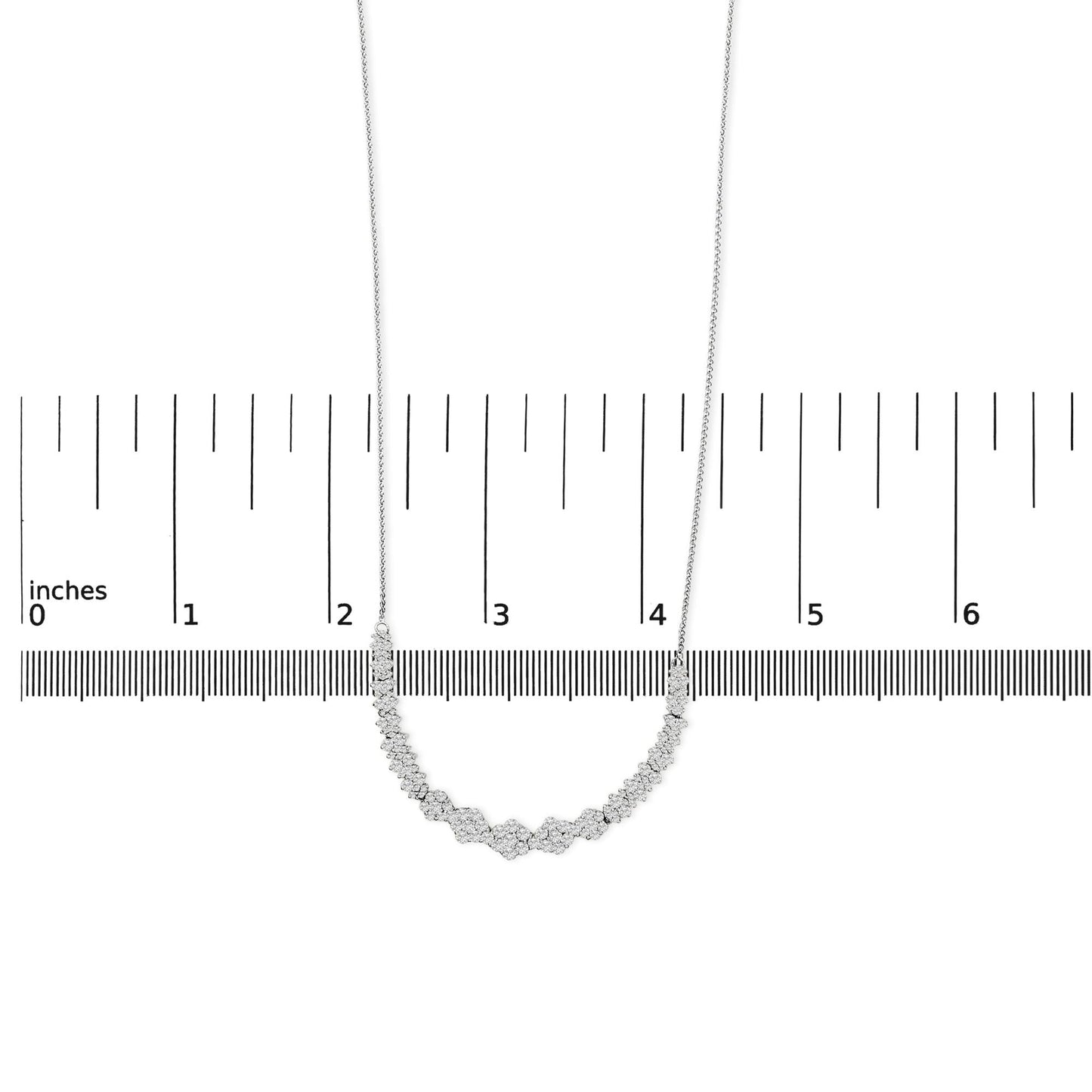 14K White Gold 2.00 Cttw Diamond Composite Cluster Bar Necklace (H-I Color, I2-I3 Clarity) - 18" Inches