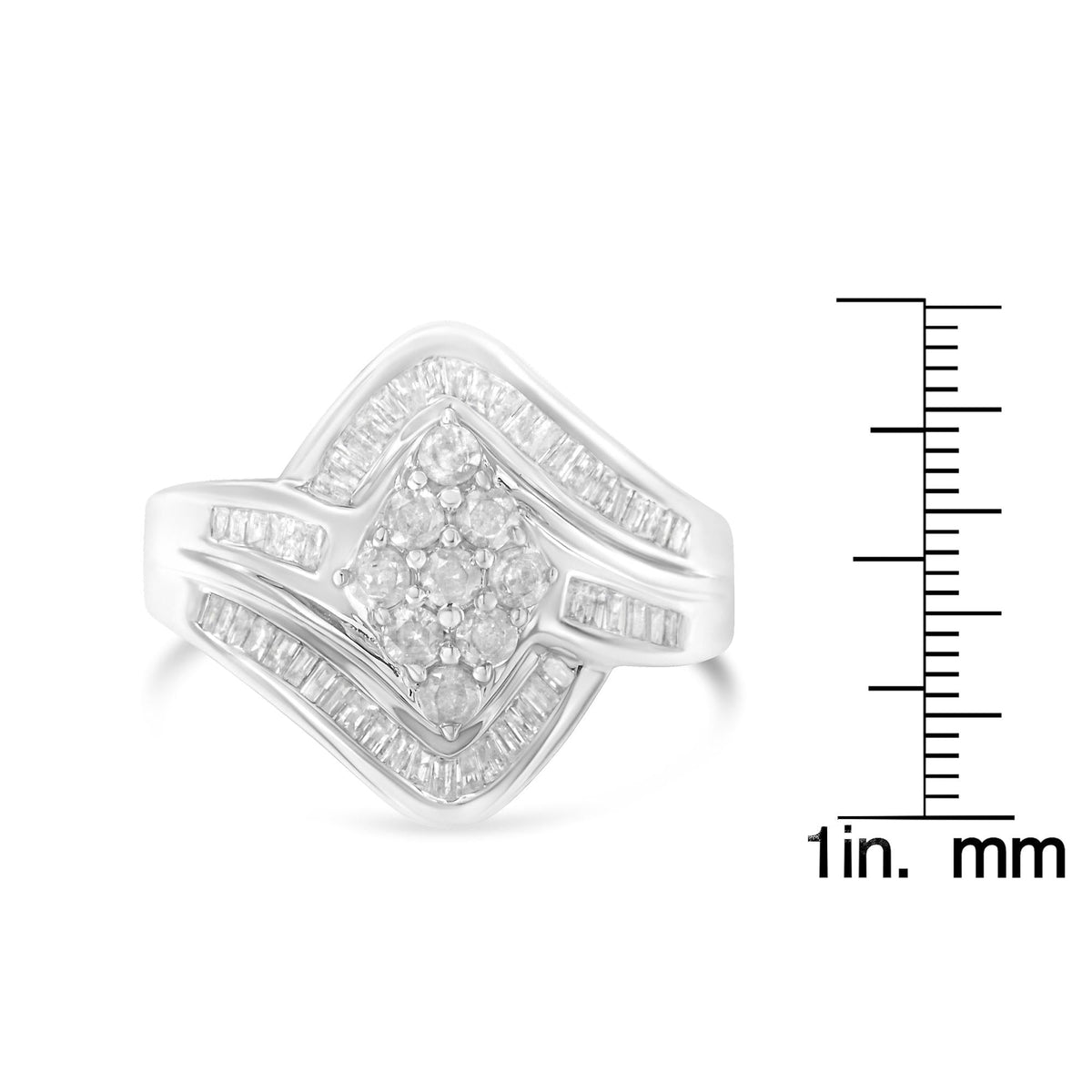 10K White Gold Diamond Bypass Cluster Ring (1 Cttw, I-J Color, I2-I3 Clarity) - JackiEaslick