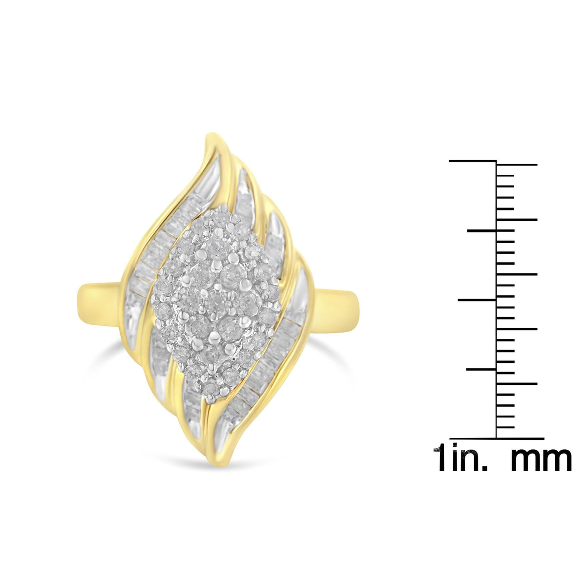 10K Yellow Gold Diamond Cocktail Ring (3/4 Cttw, I-J Color, I2-I3 Clarity) - JackiEaslick