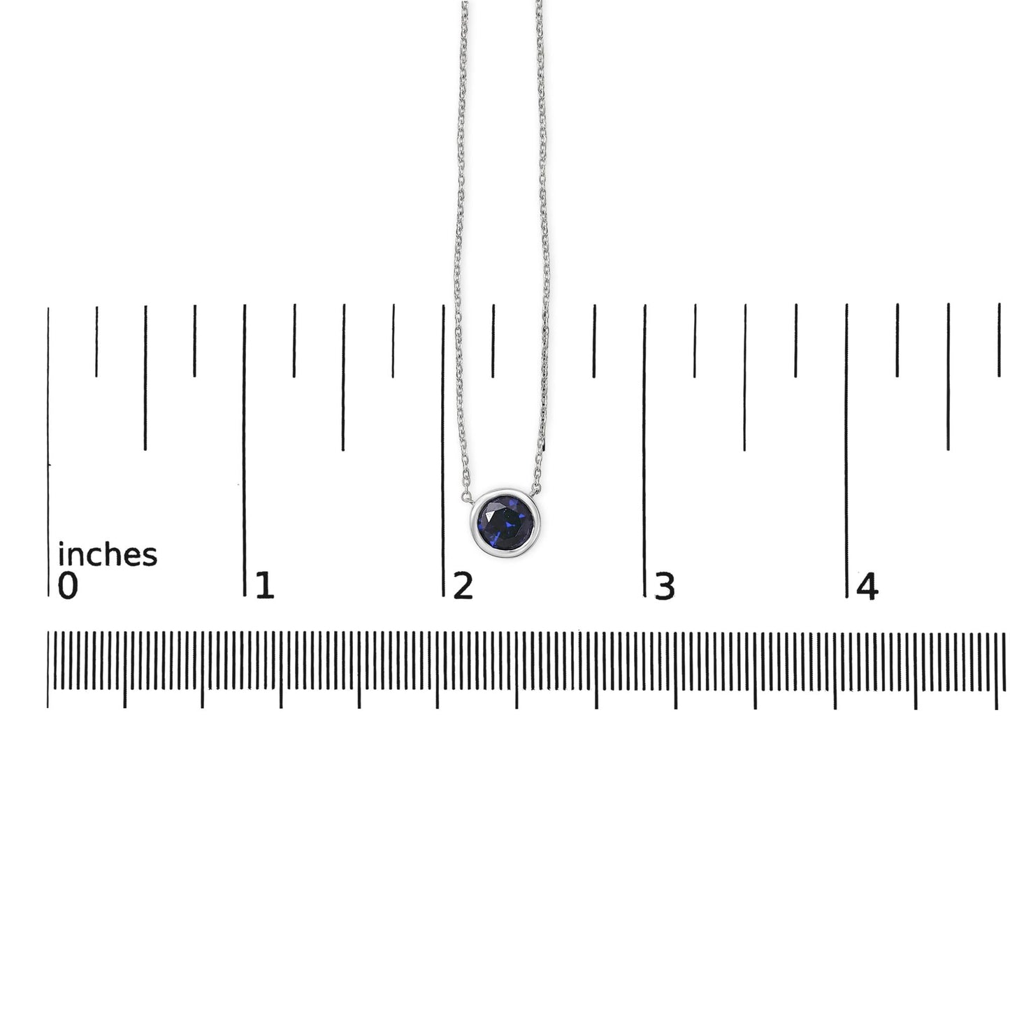 .925 Sterling Silver 7MM Bezel Set Created Gemstone Pendant Necklace - 18" Inches