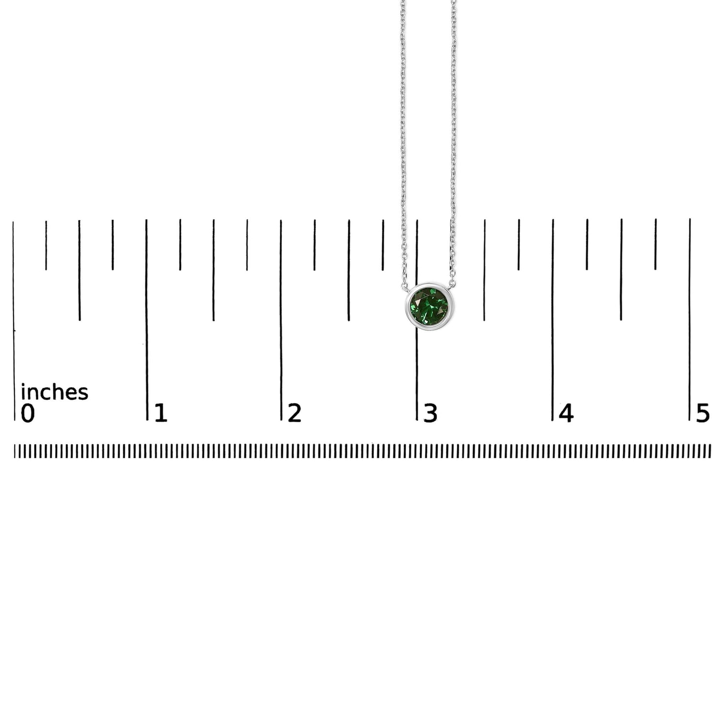 .925 Sterling Silver 7MM Bezel Set Created Gemstone Pendant Necklace - 18" Inches